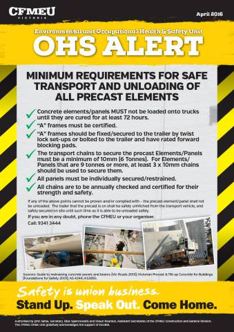 precast unloading cfmeu ohs